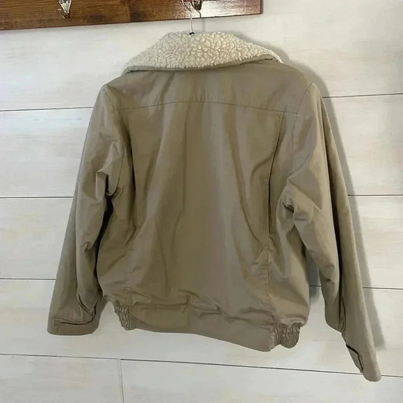 Vintage Outwest Women’s Bomber Jacket S Neutral Tan With Shearling Collar Coat - Picture 4 of 15